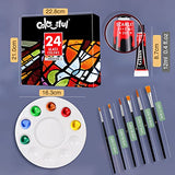 COLORFUL Glass Paint Kit with 6 Brushes, 1 Palette & 1 Sponge - Gallery 26 Colors (30ml/Bottle & Special Gold Silver) Decoart Permanent Acrylic Painting Set for Jars, Wine Glasses