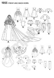 Simplicity 1955 Wedding Doll Clothes Sewing Patterns, for 10.5'', 11.5'' and 12.5'' Dolls