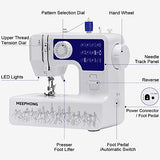 MEEPHONG Mini Sewing Machine Portable Household Light Multifunctional Electric Sewing Machines for Beginners and Kids ,12 Needles, 2 Speeds, Pedals-Blue