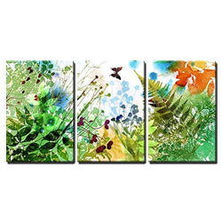 wall26 - 3 Piece Canvas Wall Art - Floral Spring and Summer Design, Watercolor Painting - Modern Home Decor Stretched and Framed Ready to Hang - 24"x36"x3 Panels