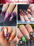 6 Boxes Halloween Nail Art Glitter Sequins, TOROKOM Holographic Laser 3D Pumpkin Skull Ghost Confetti Glitter for Acrylic Nail Art Flakes Sparkly Manicure for Halloween Nail Art Party Supplies