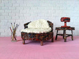 Miniature Wicker Bed. 1:6 scale Dollhouse Bedroom Furniture Handmade