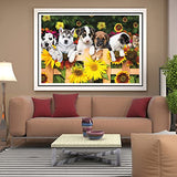 5D Diamond Painting Kits for Adults, DIY Sunflower and Dogs Diamond Art Full Drill Picture Paint by Number, Embroidery Cross Stitch Crafts for Home Wall Decor (14 x 18 inch)