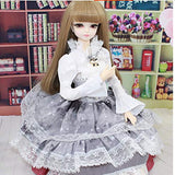 Fenteer 2pcs Gray Princess Lace Dress Suit with Top T-Shirt for 1/4 BJD Doll DIY Making Decor