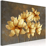 artgeist Canvas Wall Art Print Golden Flowers 60x40 cm / 24"x16" 1pcs Home Decor Framed Stretched Picture Photo Painting Artwork Image Lily Plant Motif Abstract b-C-0726-b-a