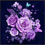 DIY 5D Diamond Painting by Number Kits, Purple Flower Full Drill Rhinestone Embroidery Cross Stitch Pictures Arts Craft for Home Wall Decor, 11.8 x 11.8 inch