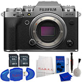 Fujifilm X-T4 Mirrorless Digital Camera Silver Body Bundle with 2PC 32GB Promaster SDHC Velocity Cine Memory Cards, Professional Delux Cleaning Kit and Cleaning Cloth