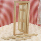 EatingBiting 1:12 Dollhouse Miniature Furniture Unpaint Wooden 6 Panel Doors with Frame Set DIY Scene Doll Home Furniture Craft Accessoreis