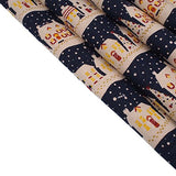 RayLineDo 100% Cotton Linen Printed Sewing Fabric Winter Snow in Navy Patchwork Tablecloth 150cm