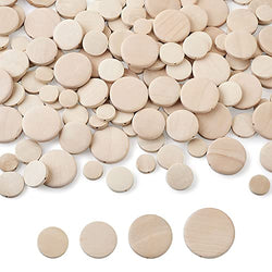 KISSITTY 160pcs Wood Coin Beads 15mm 20mm 25mm 30mm for Jewelry Making Unfinished Flat Round Wooden Circle Discs Raw Beads for DIY Painting Macrame Rosary Garland Arts Crafts