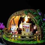 Fdit Tree Dollhouse Miniature with LED Light DIY Miniature Dollhouse Kit Great Gift for Girls and Boys DIY House Kit with Furniture