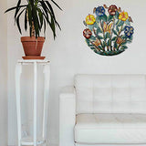 Global Crafts 24" Recycled Hand-Painted Haitian Metal Wall Art, Painted Flower Garden