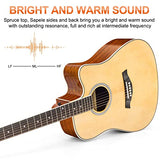 Vangoa Acoustic Guitar Beginner Full Size 41 Inch Cutaway Acustica Guitarra Bundle for Adult Teen Starter, Spruce Top, Glossy Natural