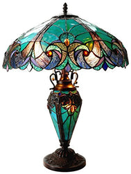 Chloe Lighting CH18780VG18-DT3 Liaison Tiffany-Style Victorian 3 Light Double Lit Table Lamp with