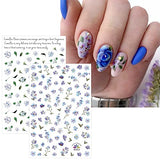 JMEOWIO 10 Sheets Spring Flower Nail Art Stickers Decals Self-Adhesive Pegatinas Uñas Floral Leaves Nail Supplies Nail Art Design Decoration Accessories