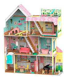 KidKraft Mia's Mansion and Pet Loft Dollhouse with EZ Kraft Assembly
