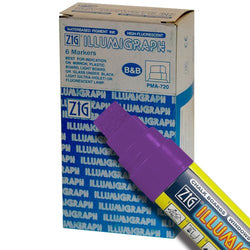 Zig Illumigraph High Fluorescent Wet Erasable 15mm Violet Paint Markers - Box of 6