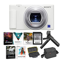 Sony ZV-1 Camera for Content Creators and Vloggers (White) with Sony ACCVC1 Vlogger Accessory Kit and KOAH Pro Rugged Memory Storage Carrying Case Bundle (3 Items)