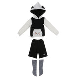 MonkeyJack Adorable Cute Cat Ear Hoodie Top Sweatshirt +Pants + Stockings Outfit For 1/4 BJD SD DOA DOD Dress Up Black