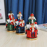 CHENGAI DIY Nutcracker Soldier Music Box, Wooden 4 Soldiers Wind Up Musical Box w/Clockwork & Round Base Festive Christmas Decor Kids Birthday Gift, Red
