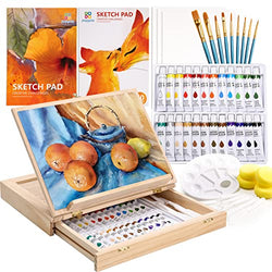 Paint Set 49 Pieces Painting Supplies for Painting, Drawing and Coloring, Art Kit Includes Adjustable Tabletop Easel, Watercolor Paints, Palette, Sketchbooks and Painting Pad