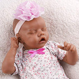JIZHI Lifelike Reborn Baby Dolls 17 Inch Sleeping Black African American Realistic Newborn Baby Dolls Soft Cloth Body Dolls Gift Set for Kids Age 3+