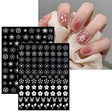 JMEOWIO 8 Sheets Spring Flower Nail Art Stickers Decals Self-Adhesive Pegatinas Uñas Black White Nail Supplies Nail Art Design Decoration Accessories