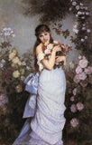 Artisoo A Young Woman in a Rose Garden - Oil painting reproduction 30'' x 19'' - Auguste Toulmouche