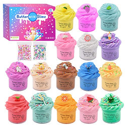 16 Pack Mini Scented Butter Slime Kit with Cake ,Ainimal Candy and Fruit Slime,Party Favors Stress Relief Putty Toys for Girls and Boys,Super Stretchy and Non-Sticky