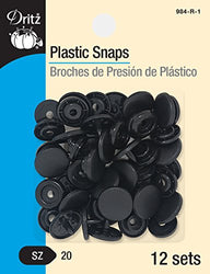 Dritz Plastic Snaps, Round, Black, Size 20 12-Count