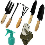 Scuddles Garden Tools Set - 8 Piece Heavy Duty Gardening Tools with Storage Organizer, Ergonomic Hand Digging Weeder, Rake, Shovel, Trowel, Sprayer, Gloves Gift for Men & Women (Floral)