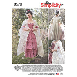 Simplicity 8578 Women's 18th Century Gown Historical Costume Sewing Pattern, Sizes 14-22
