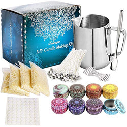 Aebor DIY Candle Making Kit Supplies, Candle Craft Tools Includes Candle Make Pouring Pot, Candle Wicks, Wicks Sticker, Candle Wicks Holder, Beeswax, Candles tins and Spoon.