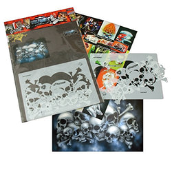 Schneidmeister Airbrush Stencil FIELD OF SKULLS (Size -MEDIUM-) Mylar Template, two layer single