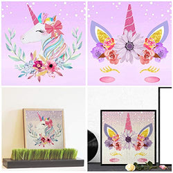 2 Set Unicorn Diamond Painting Kits for Adults Kids, 5D Diamond Painting Kit with Full Round Gem Drill Kits for Home Wall Decor, 12'' x 12''