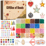 Total 5000 Pcs Clay Beads for Bracelet Making Kit, 18 Color Polymer Heishi Beads- Letter, Heart, Pearl, Smiley Face Beads- Pendants, Lobster Clasp- Jewelry Necklace Earring Making Kit- Gift Set