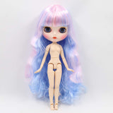 ASDAD BJD Nude Doll 1/6 Sd Doll Blyth Joint Body Fantasy Pink Mixed Blue Long Curly Hair with Bangs New Matte Face White Skin DIY Toy Gift