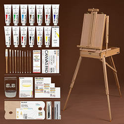 MEEDEN [Prime Artist Series] 13x50ml/1.69oz Oil Painting Set with French Sketchbox Easel,Oil Painting Kit with Oil Paints,Oil Paintbrushes,Canvas & Oil Painting Supplies for Adults &Artists