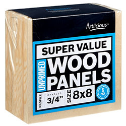 Artlicious - 6 Super Value Wood Panel Boards - Great Alternative to Canvas Panels, Stretched Canvas & Canvas Rolls (8x8, Standard Profile)