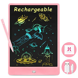 Rechargeable Toy Gifts for 3+ 4 5 6 7 8 Years Old Girls Boys,10 Inch Colorful Screen LCD Writing Tablet,Erasable Drawing Pads and Doodle Board for Kids,Educational Learning and Birthday Gift (Pink)