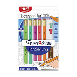 Paper Mate Handwriting Triangular Mechanical Pencil Set with Lead & Eraser Refills, 1.3mm, Fun