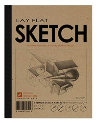 Design Ideation LAY FLAT Premium Paper Sketchbook. Removable sheet pad for Pencil, Ink, Marker, Charcoal and Watercolor Paints. Great for Art, Design and Education. (50 Pages (8.5" x 11"))