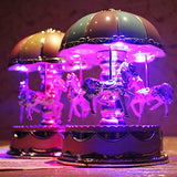 Brakites Music Box for Carousel, 3-Horse with LED Light Classic Decor, Great Merry Go Round Music Boxes for Girls Granddaughters Daughter Birthday Christmas Valentine (Purple)