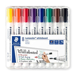 STAEDTLER 2 mm Lumocolor Bullet Tip Whiteboard Marker - Assorted Colours (Pack Of 8)