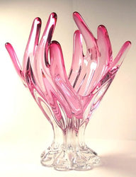 Murano Art Glass Cranberry Vase Praying Hands C15