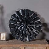 Pemberly Row 23.5" Teal Flower Metal Wall Sculpture in Distressed Teal