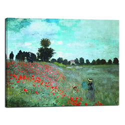 Wieco Art Large The Poppy Field Near Argenteuil by Claude Monet Famous Oil Paintings Reproduction Classic Landscape Pictures Artwork Canvas Prints Wall Art for Bedroom Decorations