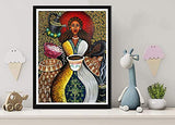 Darmeng DIY 5D Diamond Painting African American, African Woman Goddess Full Drill Paint with Diamonds Art by Number Kits Cross Stitch Home Wall Craft Decor (30X40cm)
