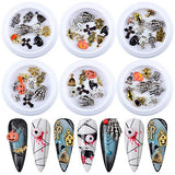 MEILINDS 3D Nails Art Halloween Decals Decoration Nail Studs Metal DIY Nail Manicure Tips 6 Boxes