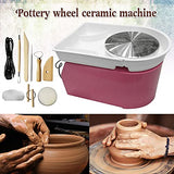 ZXMT 9.8'' Table Top Pottery Wheel Potters Forming Machine Ceramics Clay Tool Kit with Adjustable Foot Pedal for DIY Clay Adult (Pink)